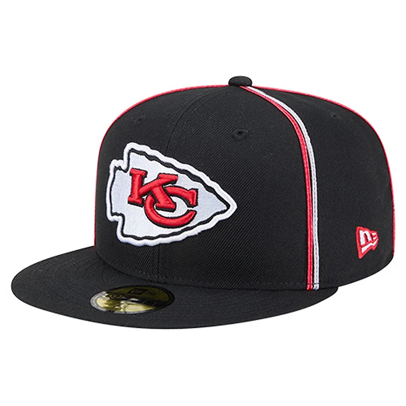 Casquette ajustée Soutache 59FIFTY noire New Era pour homme des Kansas City Chiefs