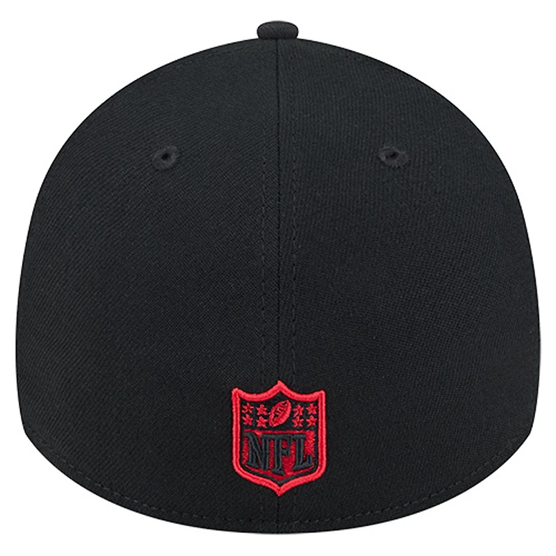 Men's New Era Black Kansas City Chiefs Stripes 39THIRTY Flex Hat