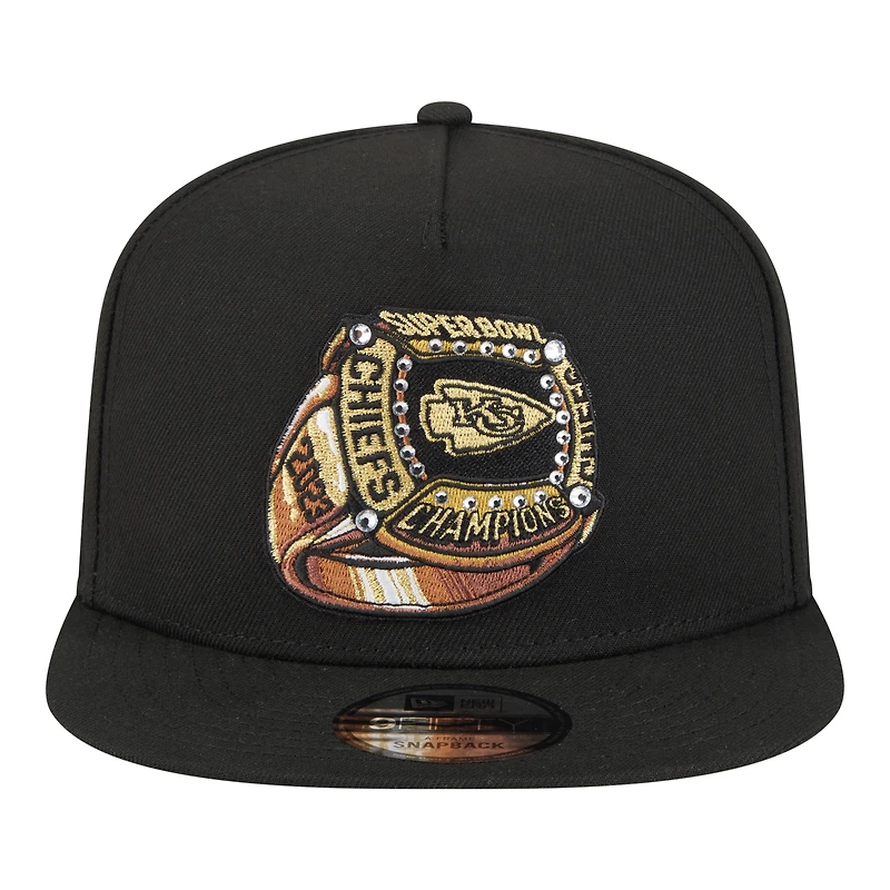 Casquette ajustable New Era noire Kansas City Chiefs Super Bowl Ring 9FIFTY pour homme