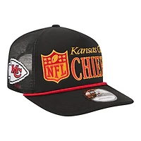 Casquette ajustable New Era noire Kansas City Chiefs Throwback Foam 19TWENTY pour homme