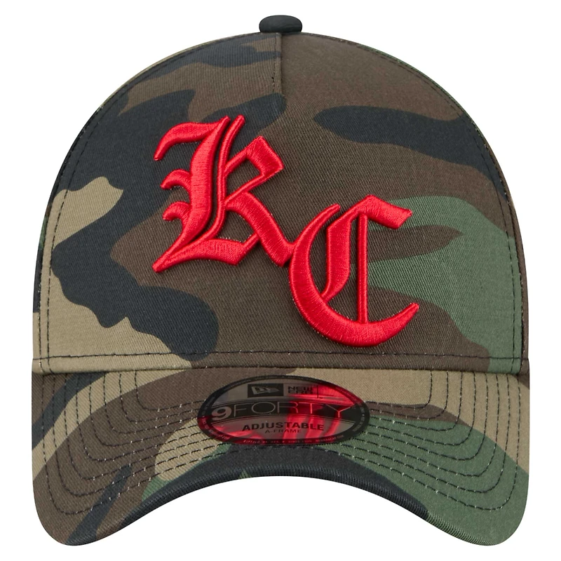 Men's New Era Camo Kansas City Chiefs Mystic Camo A-Frame 9FORTY Adjustable Hat