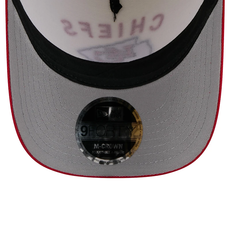 Casquette ajustable New Era 9FORTY A-Frame M-Crown crème/rouge pour homme des Kansas City Chiefs