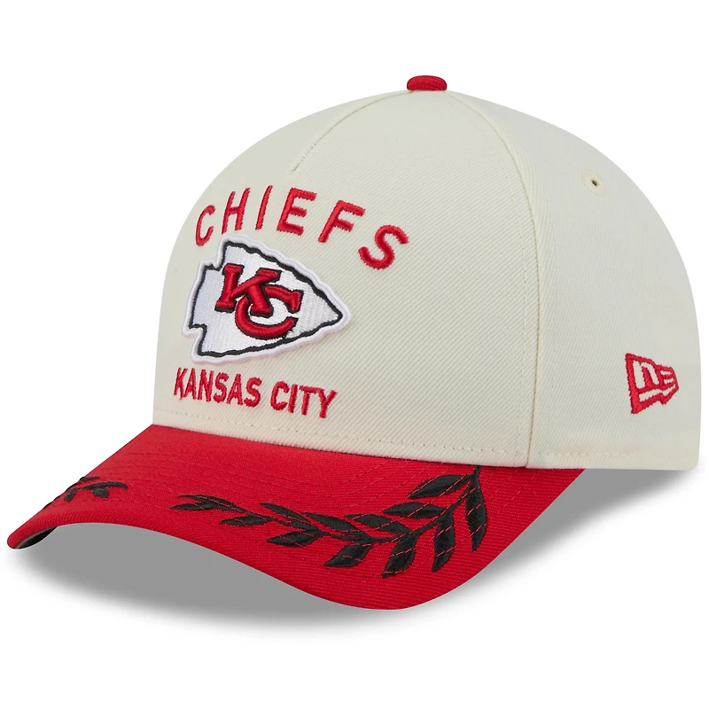 Men's New Era Cream/Red Kansas City Chiefs 2025 NFL Draft 9FORTY A-Frame M-Crown Adjustable Hat