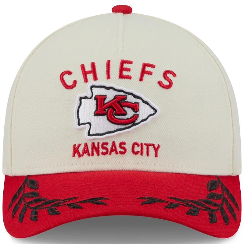 Men's New Era Cream/Red Kansas City Chiefs 2025 NFL Draft 9FORTY A-Frame M-Crown Adjustable Hat