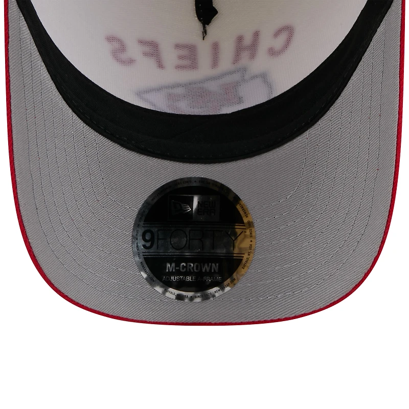 Casquette ajustable New Era 9FORTY A-Frame M-Crown crème/rouge pour homme des Kansas City Chiefs