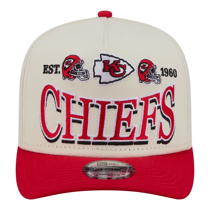 Men's New Era Cream/Red Kansas City Chiefs A-Frame 9FIFTY Snapback Hat