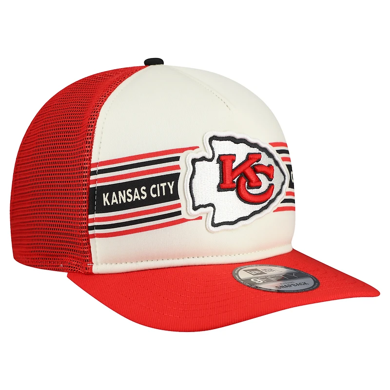 Men's New Era Cream/Red Kansas City Chiefs Banner A-Frame 9FIFTY Snapback Hat
