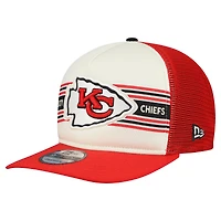 Casquette snapback New Era 9FIFTY Trucker à motif drapeau des Chiefs de Kansas City pour homme, crème/rouge