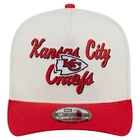 Men's New Era  Cream/Red Kansas City Chiefs Chainstitch A-Frame 9FIFTY Adjustable Hat