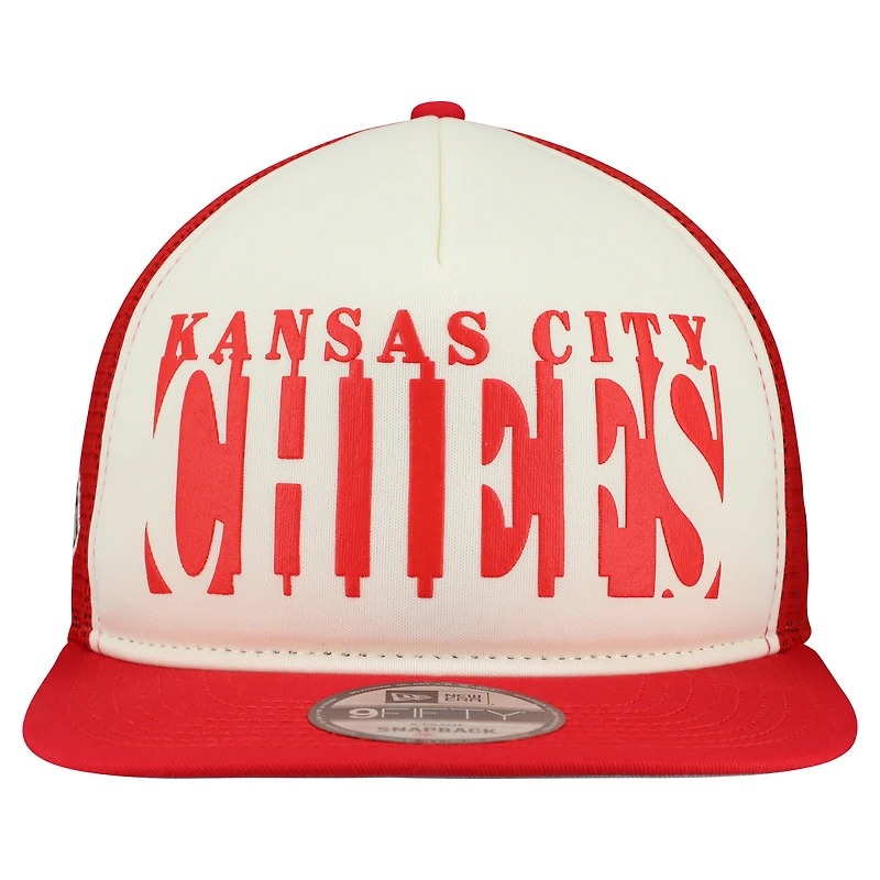 Men's New Era Cream/Red Kansas City Chiefs  Cutout A-Frame 9FIFTY Snapback Hat