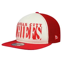 Men's New Era Cream/Red Kansas City Chiefs  Cutout A-Frame 9FIFTY Snapback Hat