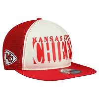 Men's New Era Cream/Red Kansas City Chiefs  Cutout A-Frame 9FIFTY Snapback Hat