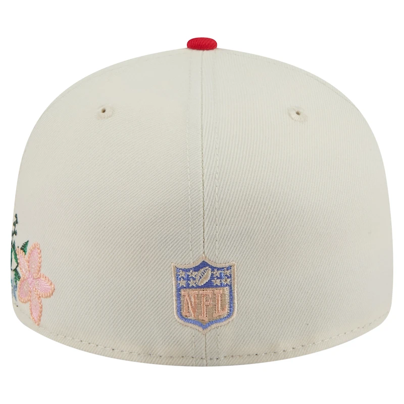 Men's New Era Cream/Red Kansas City Chiefs Tonal Floral 59FIFTY Fitted Hat