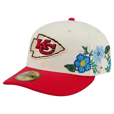 Men's New Era Cream/Red Kansas City Chiefs Tonal Floral 59FIFTY Fitted Hat