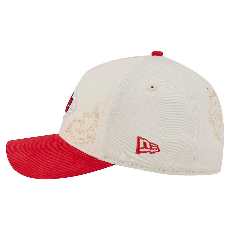 Casquette western New Era 9FORTY A-Frame ajustable crème/rouge Kansas City Chiefs pour homme