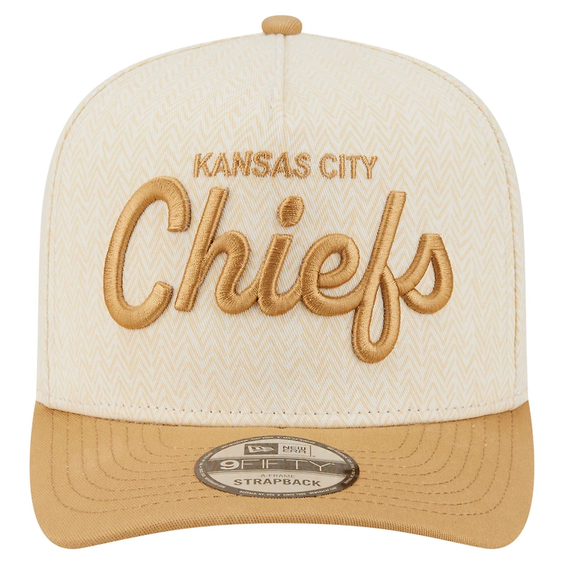 Casquette snapback New Era crème Kansas City Chiefs 9FIFTY A-Frame pour homme