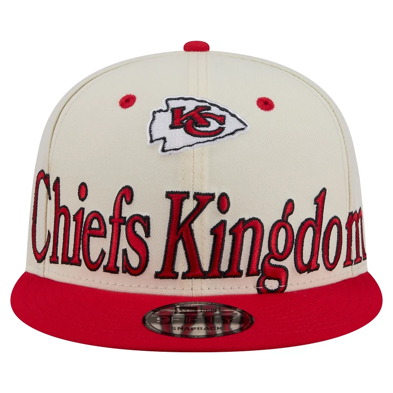 Casquette snapback New Era crème Kansas City Chiefs surdimensionnée à slogan 9FIFTY pour homme