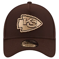 Men's New Era  Dark Brown Kansas City Chiefs Burnt Wood A-Frame 9FORTY Adjustable Hat