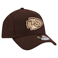 Men's New Era  Dark Brown Kansas City Chiefs Burnt Wood A-Frame 9FORTY Adjustable Hat