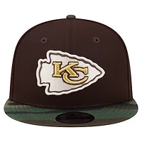 Casquette snapback New Era 9FIFTY Kansas City Chiefs marron foncé, motif camouflage Burnt Wood, pour homme