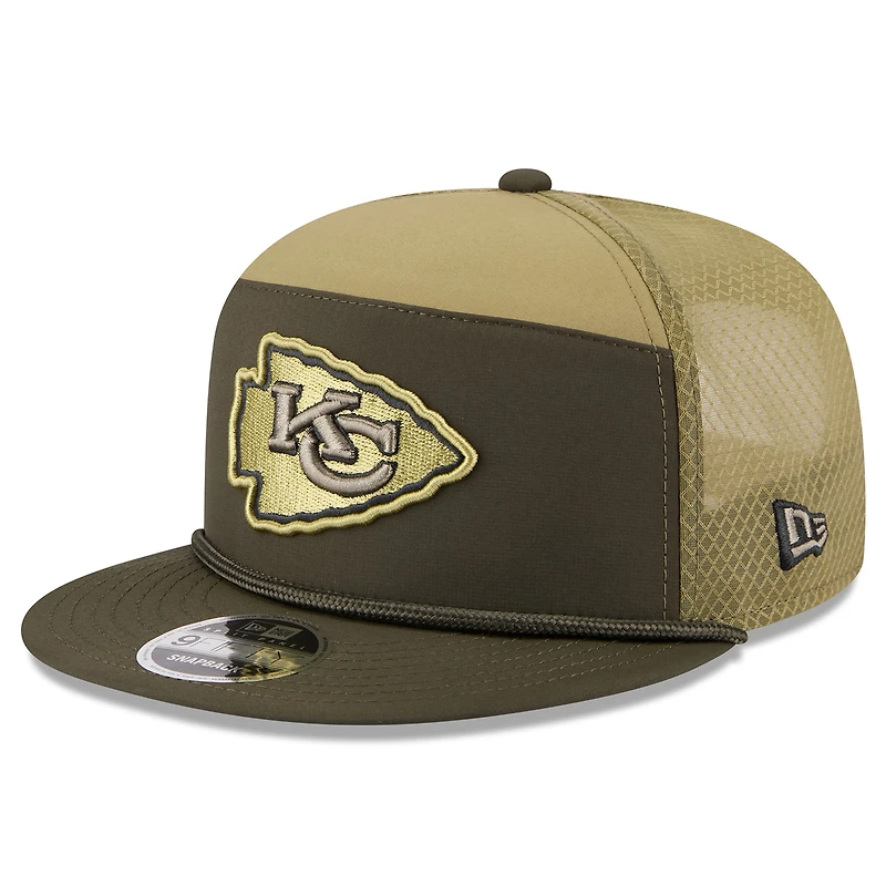 Men's New Era Dark Green Kansas City Chiefs 2025 Salute to Service Split Panel 9FIFTY Snapback Hat