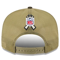 Casquette snapback 9FIFTY à panneau fendu New Era vert foncé Kansas City Chiefs 2025 Salute to Service pour homme
