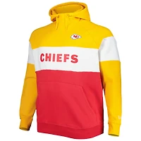Men's New Era Gold/Red Kansas City Chiefs Big & Tall Current Team Colorblock Fleece Raglan Pullover Hoodie