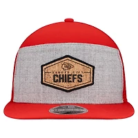 Casquette snapback 9FIFTY grise/rouge à panneau fendu en liège pour homme New Era Kansas City Chiefs