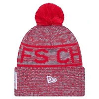 Bonnet tricoté à revers et pompon gris Kansas City Chiefs 2025 pour homme New Era