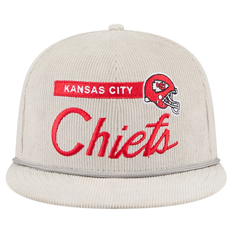 Casquette snapback 9FIFTY en velours côtelé gris New Era pour homme, Kansas City Chiefs