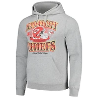 Sweat à capuche rétro New Era pour hommes, gris chiné, Kansas City Chiefs
