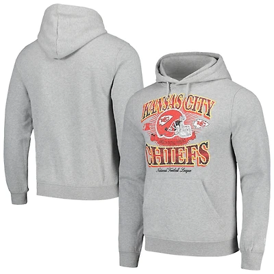 Men's New Era Heather Gray Kansas City Chiefs Retro Pullover Hoodie