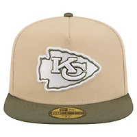 Casquette ajustée A-Frame 59FIFTY pour homme New Era beige clair/olive Kansas City Chiefs Color Pack