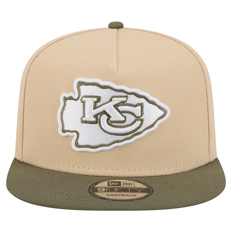 Casquette snapback A-Frame 9FIFTY pour homme, coloris beige clair/olive, Kansas City Chiefs, New Era