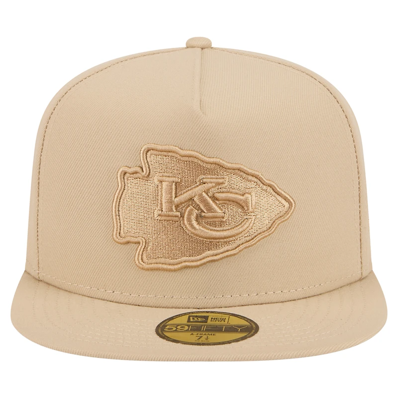 Casquette ajustée A-Frame 59FIFTY beige clair pour homme New Era, coloris Kansas City Chiefs