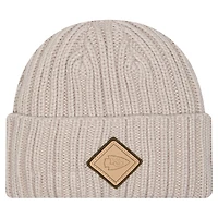 Bonnet en tricot à revers beige clair avec logo appliqué des Kansas City Chiefs de New Era pour homme