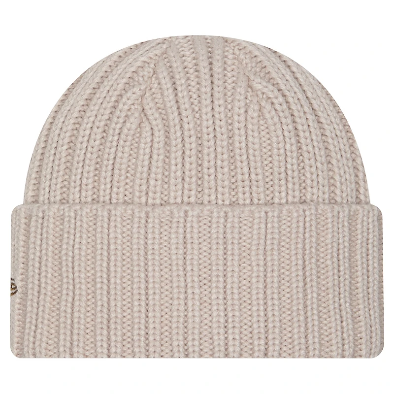 Bonnet en tricot à revers beige clair avec logo appliqué des Kansas City Chiefs de New Era pour homme