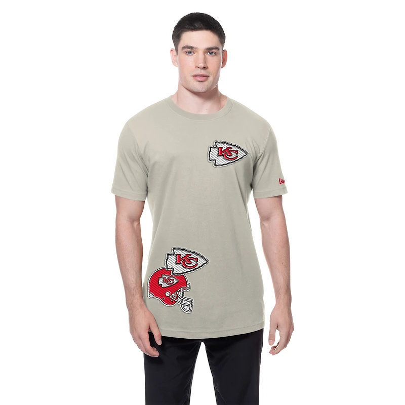 Men's New Era Light Beige Kansas City Chiefs Multi Patch T-Shirt