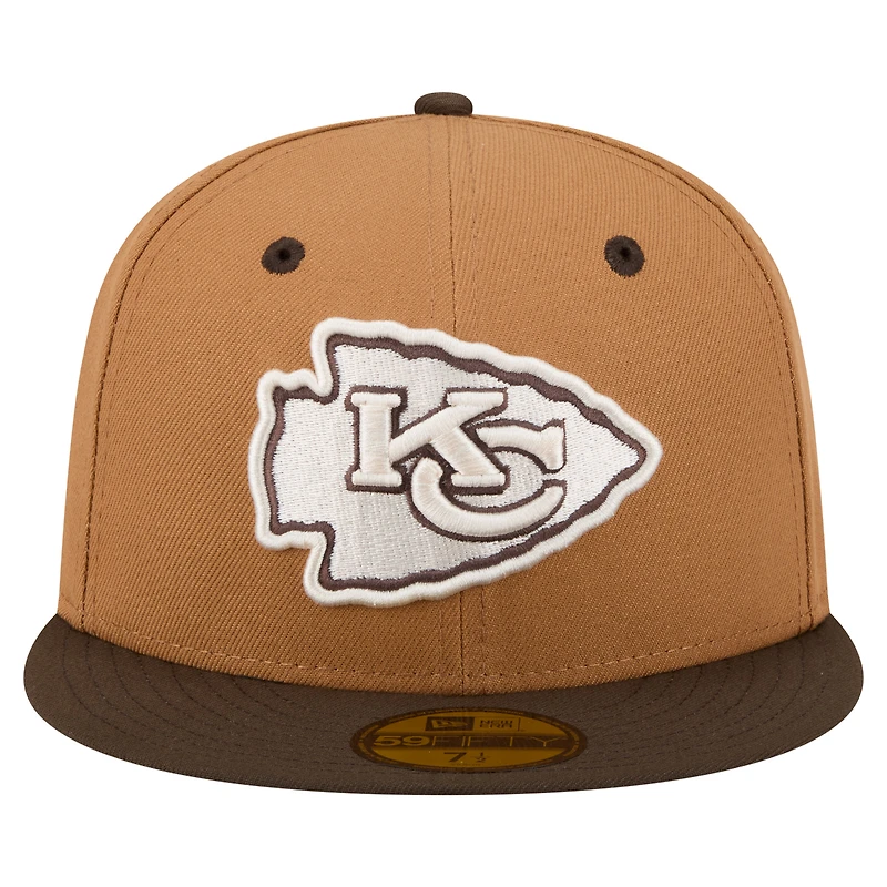 Men's New Era Light Brown/Dark Brown Kansas City Chiefs Two-Tone Walnut 59FIFTY Fitted Hat