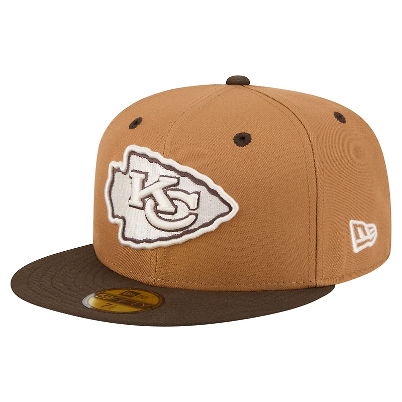 Men's New Era Light Brown/Dark Brown Kansas City Chiefs Two-Tone Walnut 59FIFTY Fitted Hat