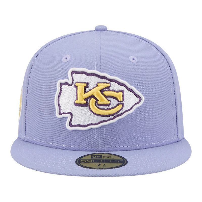Casquette ajustée New Era 59FIFTY pour homme, couleur violet clair, Kansas City Chiefs, motif Lavender Bloom