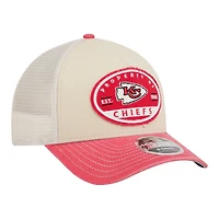 Men's New Era  Natural Kansas City Chiefs Frayed M-Crown A-Frame 9FORTY Adjustable Hat