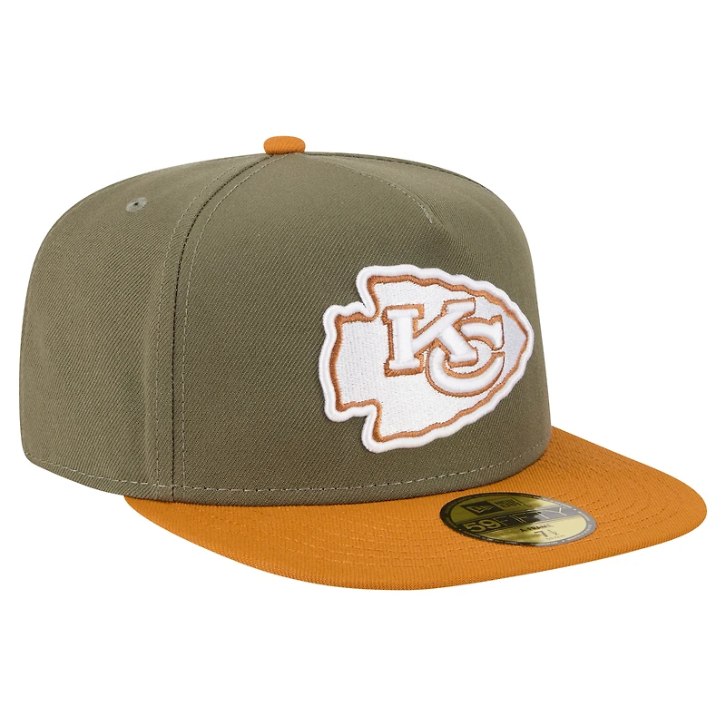 Men's New Era  Olive/Brown Kansas City Chiefs Color Pack A-Frame 59FIFTY Fitted Hat