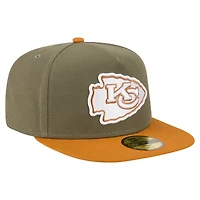 Men's New Era  Olive/Brown Kansas City Chiefs Color Pack A-Frame 59FIFTY Fitted Hat