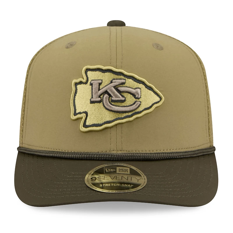 Casquette ajustable 9SEVENTY olive New Era pour homme, édition 2025 des Kansas City Chiefs, Salute to Service