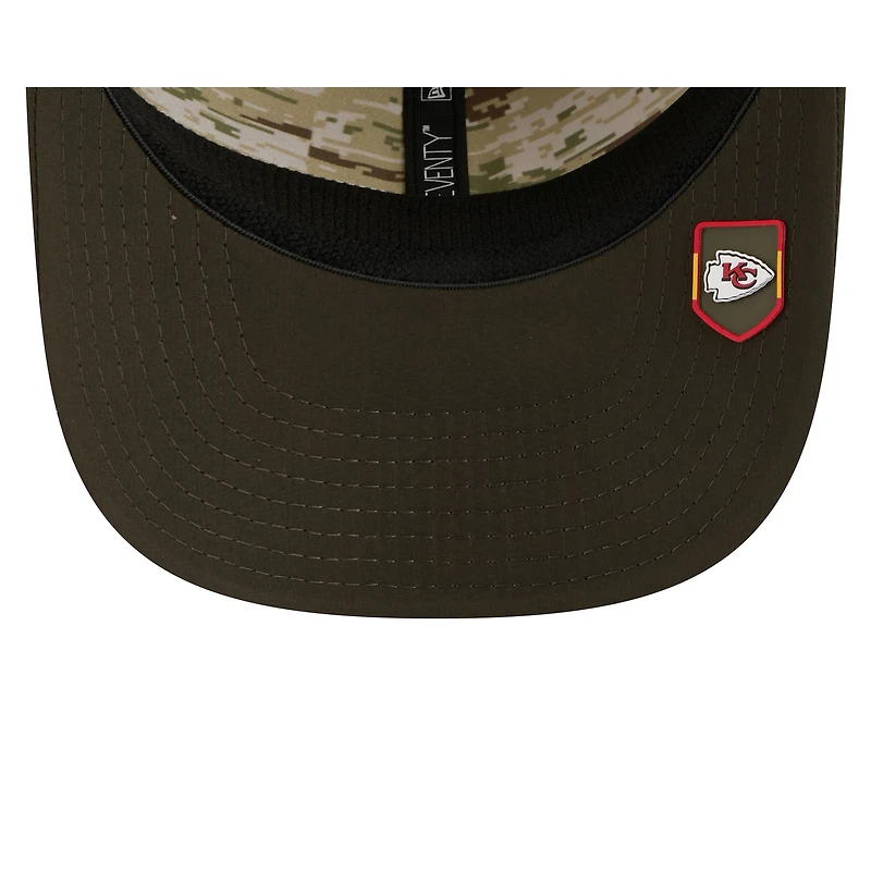 Casquette ajustable 9SEVENTY olive New Era pour homme, édition 2025 des Kansas City Chiefs, Salute to Service