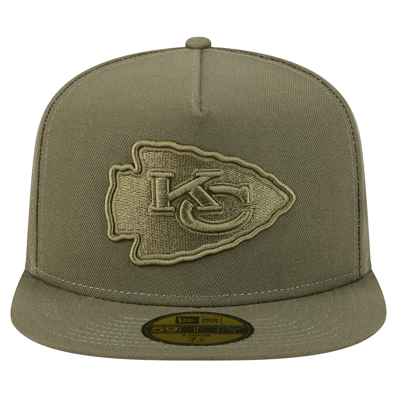 Casquette ajustée A-Frame 59FIFTY pour homme New Era, olive, Kansas City Chiefs, color pack