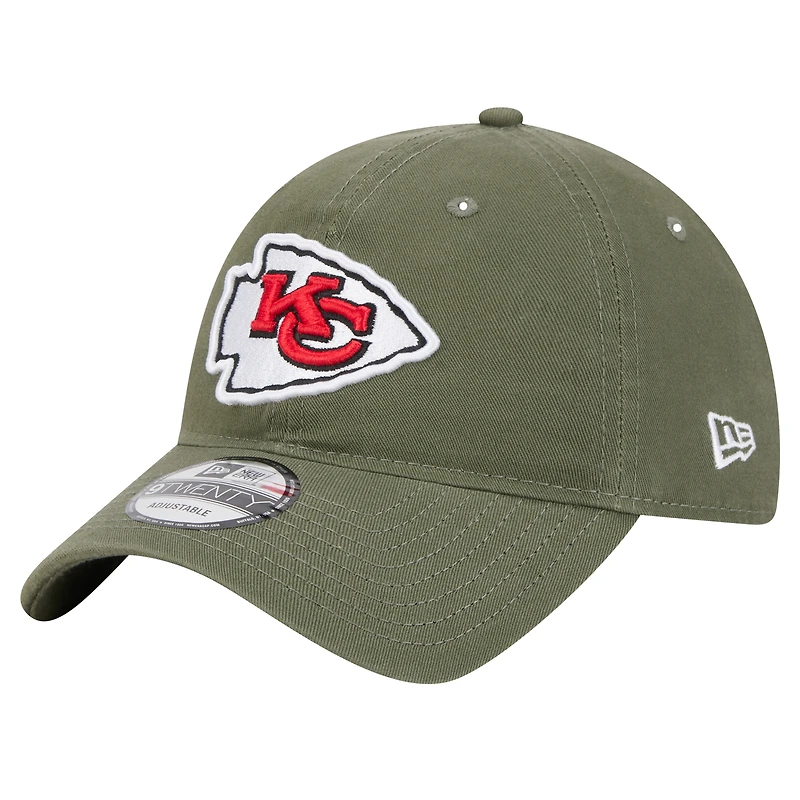 Men's New Era Olive Kansas City Chiefs Main 9TWENTY Adjustable Hat