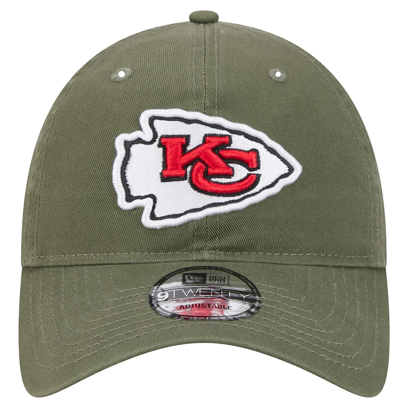 Men's New Era Olive Kansas City Chiefs Main 9TWENTY Adjustable Hat