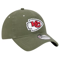 Men's New Era Olive Kansas City Chiefs Main 9TWENTY Adjustable Hat
